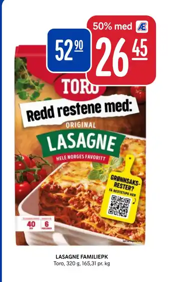 Rema 1000 LASAGNE FAMILIEPK tilbud