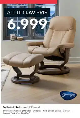 Skeidar Stressless Consul (M) Stol u/krakk tilbud
