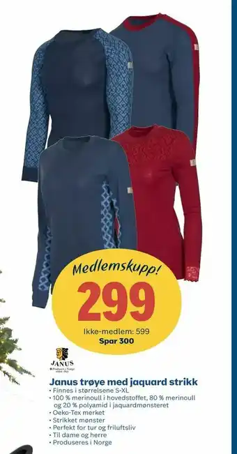 Coop Obs Janus trøye med jaquard strikk tilbud