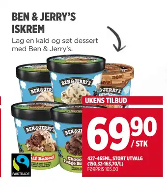 Meny BEN & JERRY’S ISKREM tilbud
