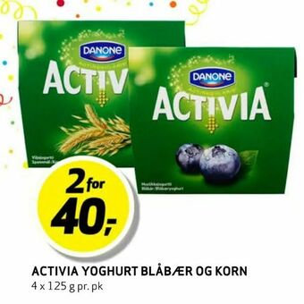 Bunnpris Activia yoghurt blåbær og korn tilbud