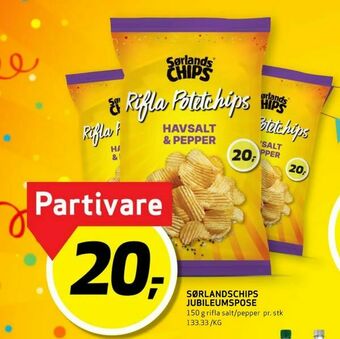 Bunnpris Sørlandschips jubileumspose tilbud