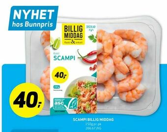 Bunnpris Scampi billig middag tilbud