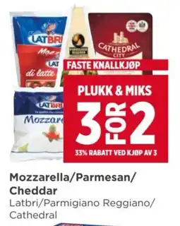 Meny Mozzarella/parmesan/ cheddar tilbud
