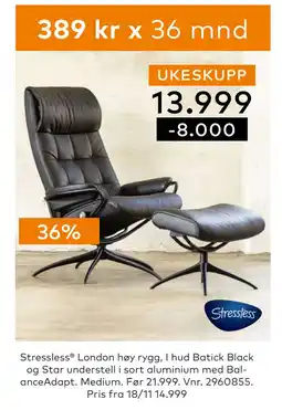 Skeidar Stressless London høy rygg tilbud