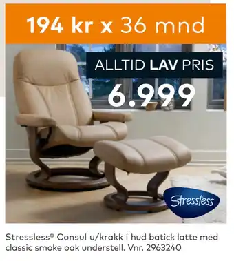 Skeidar Stressless Consul u/krakk tilbud