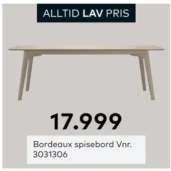 Skeidar Bordeaux spisebord tilbud