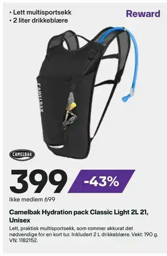 XXL Sport Camelbak Hydration pack Classic Light 2L 21, Unisex tilbud