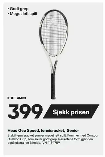 XXL Sport Head Geo Speed, tennisracket, Senior tilbud