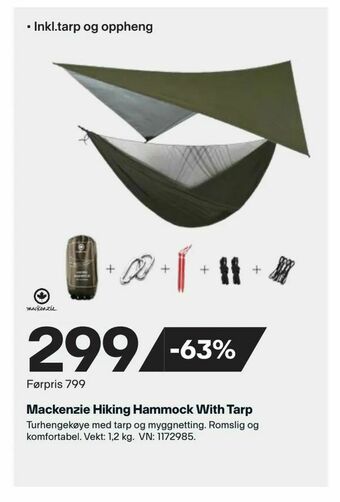 XXL Sport Mackenzie Hiking Hammock With Tarp tilbud