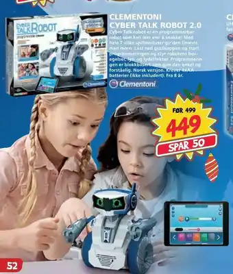 Extra Leker Clementoni cyber talk robot 2,0 tilbud