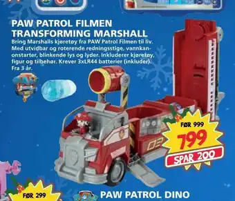 Extra Leker Paw patrol filmen transforming marshall tilbud