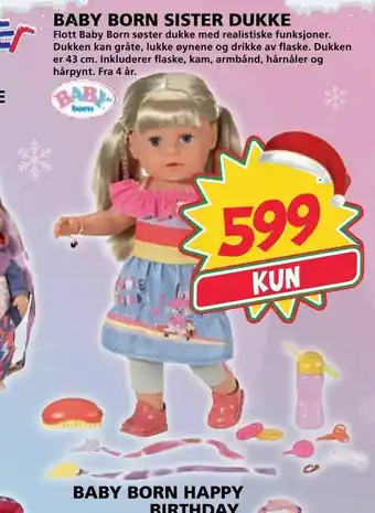 Extra Leker Baby born sister dukke tilbud