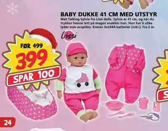 Extra Leker Baby dukke 41 cm med utstyr tilbud