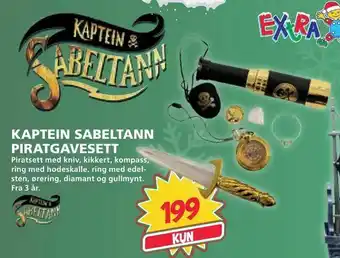 Extra Leker Kaptein sabeltann piratgavesett tilbud