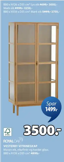 JYSK VESTERBY VITRINESKAP tilbud