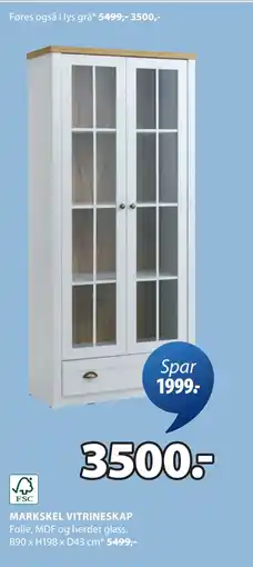 JYSK MARKSKEL VITRINESKAP tilbud