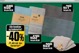 Europris Alle håndklær og badematter! tilbud