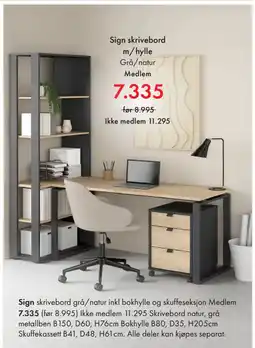 Fagmøbler Sign skrivebord m/hylle tilbud