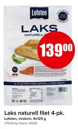 Spar LOFOTEN Laks naturell filet 4-pk. tilbud