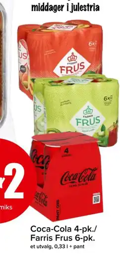 Spar Coca-Cola 4-pk./ Farris Frus 6-pk tilbud
