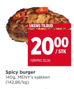 Meny Spicy burger tilbud