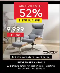 Skeidar Air stol u/krakk tilbud