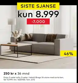 Skeidar Enjoy 3-seter sofa tilbud
