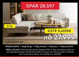 Skeidar Mandal hjørnesofa, Oppsett RVB tilbud