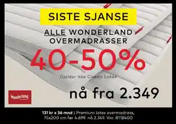 Skeidar Premium latex overmadrass tilbud