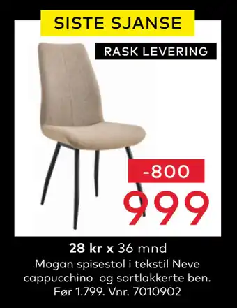 Skeidar Mogan spisestol tilbud