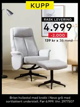 Skeidar Brian hvilestol med krakk tilbud