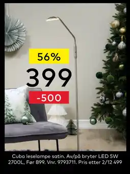 Skeidar Cuba leselampe satin tilbud