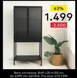 Skeidar Barly vitrineskap tilbud