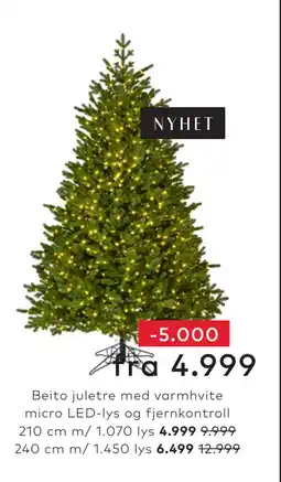 Skeidar Beito juletre med varmhvite micro LED-lys og fjernkontroll tilbud
