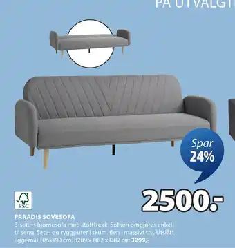 JYSK PARADIS SOVESOFA tilbud