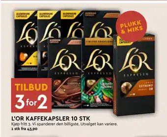 Coop Mega L’OR KAFFEKAPSLER 10 STK tilbud