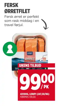 Meny FERSK ØRRETFILET tilbud