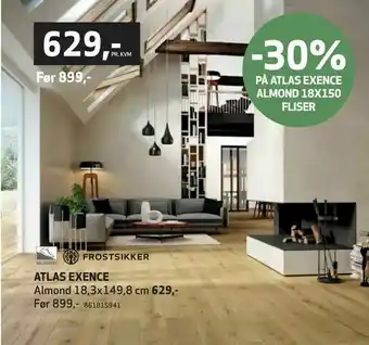 Flisekompaniet Atlas exence Almond 18,3x149,8 cm tilbud