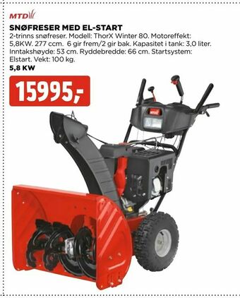 jem & fix Snøfreser med el-start tilbud