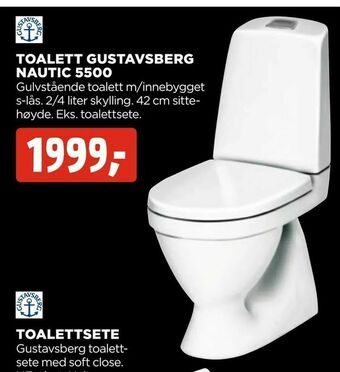jem & fix Toalett gustavsberg nautic 5500 tilbud