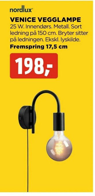 jem & fix Venice vegglampe tilbud