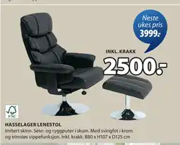 JYSK HASSELAGER LENESTOL tilbud