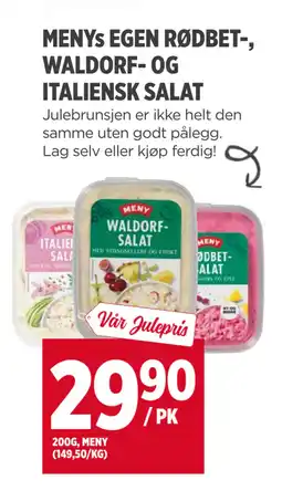 Meny MENYs EGEN RØDBET-, WALDORF- OG ITALIENSK SALAT tilbud