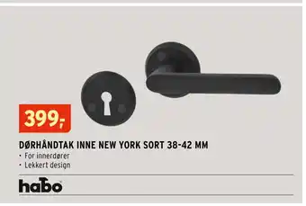 Montér DØRHÅNDTAK INNE NEW YORK SORT 38-42 MM tilbud