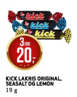 Bunnpris KICK LAKRIS ORIGINAL, SEASALT OG LEMON tilbud