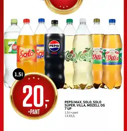 Bunnpris PEPSI MAX, SOLO, SOLO SUPER, VILLA, MOZELL OG 7 UP tilbud