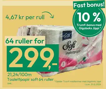 Gigaboks Toalettpapir soft 64 ruller tilbud