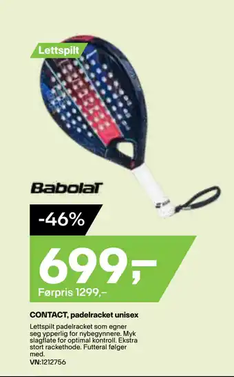 XXL Sport CONTACT, padelracket unisex tilbud