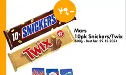 Havaristen Mars 10pk Snickers/Twix tilbud